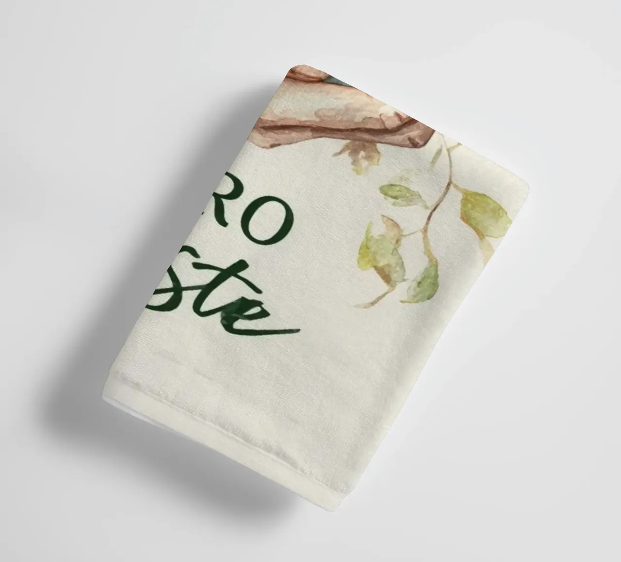 Mano acquerellata e foglie di terra Consapevolezza ecologica Rifiuti zero asciugamano da bagno da Modern Muse