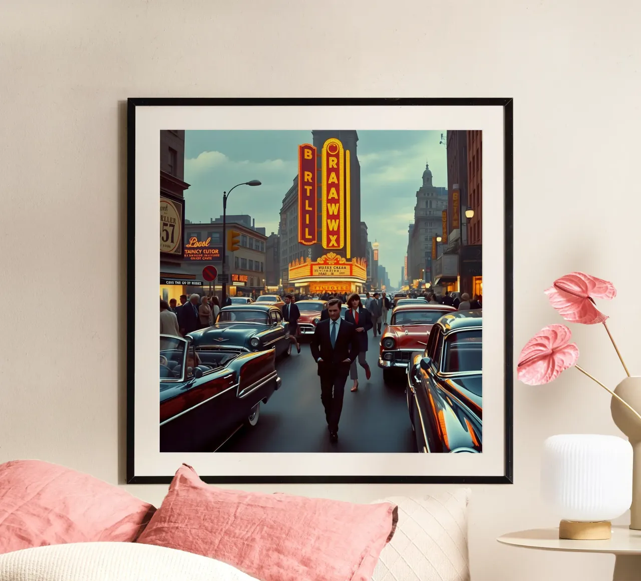 Gli anni '60 a Broadway poster con telaio in alluminio da Anita's Dream