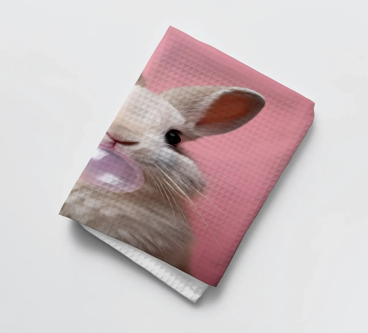 Bubblegum Bunny - Speelse Pastel Pop Art Print van dieren theedoek van FlexiDesignsByK