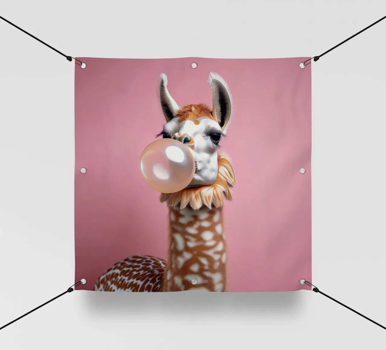 Lama macchiato che soffia gomma da masticare - Pop Art rosa stravagante telo in pvc da FlexiDesignsByK