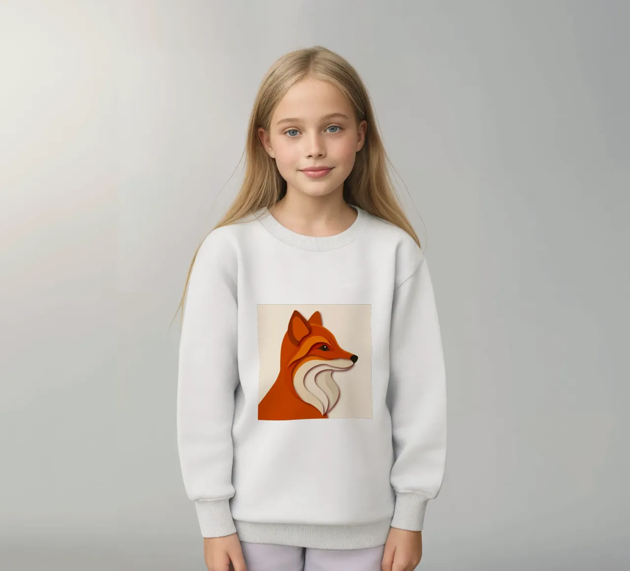 Fox in paper-cut style - elegant and modern kids sweatshirt by namosh