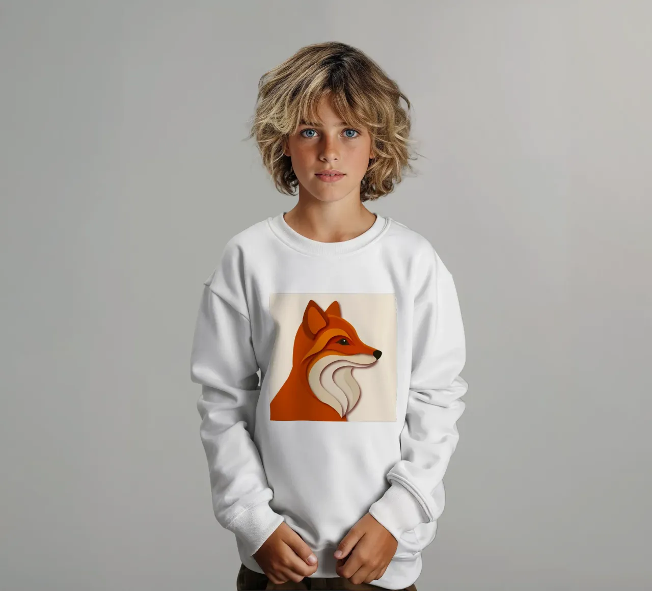 Fox in paper-cut style - elegant and modern kids sweatshirt by namosh