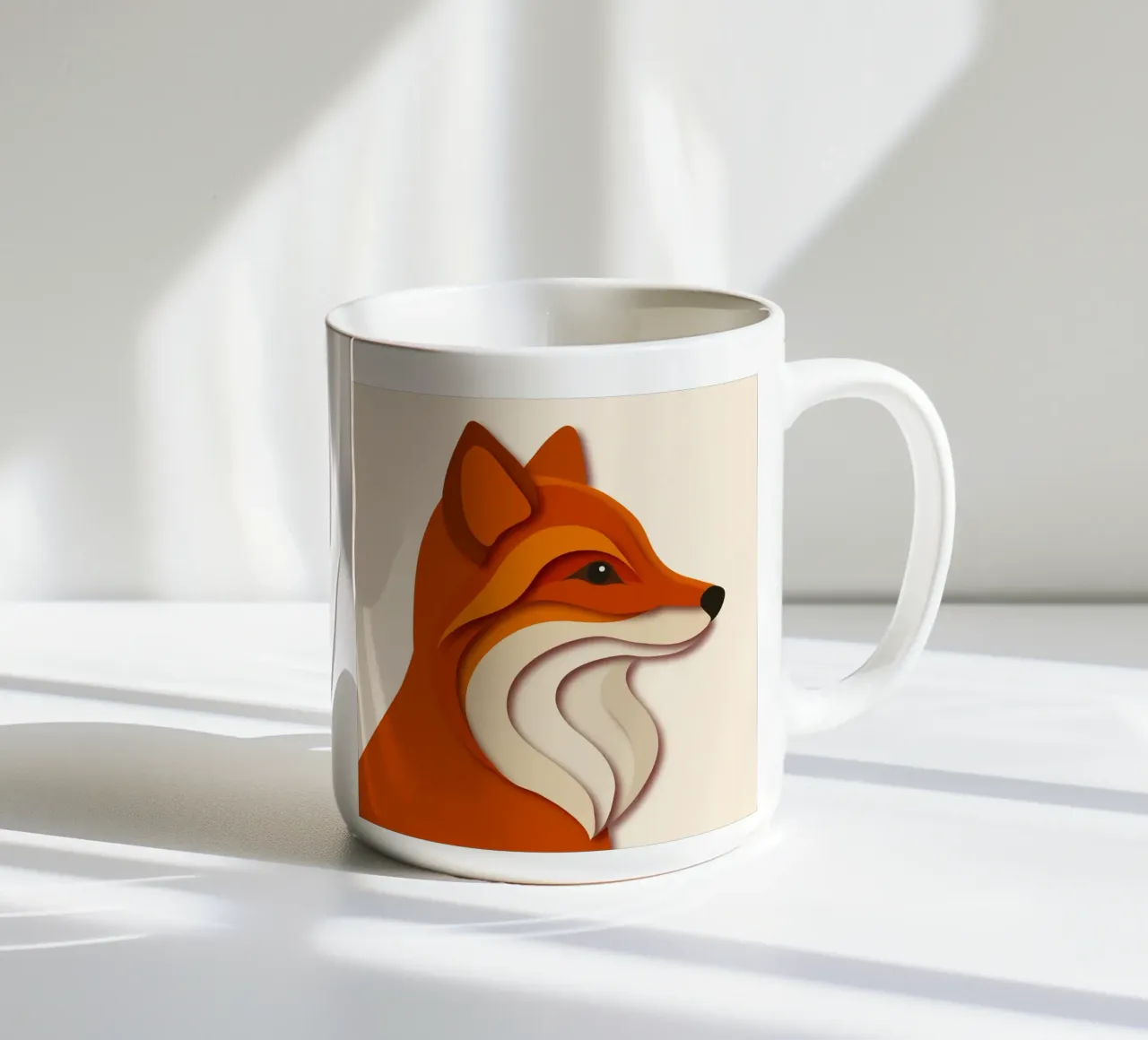 Volpe in stile paper-cut - elegante e moderna tazza in ceramica da namosh