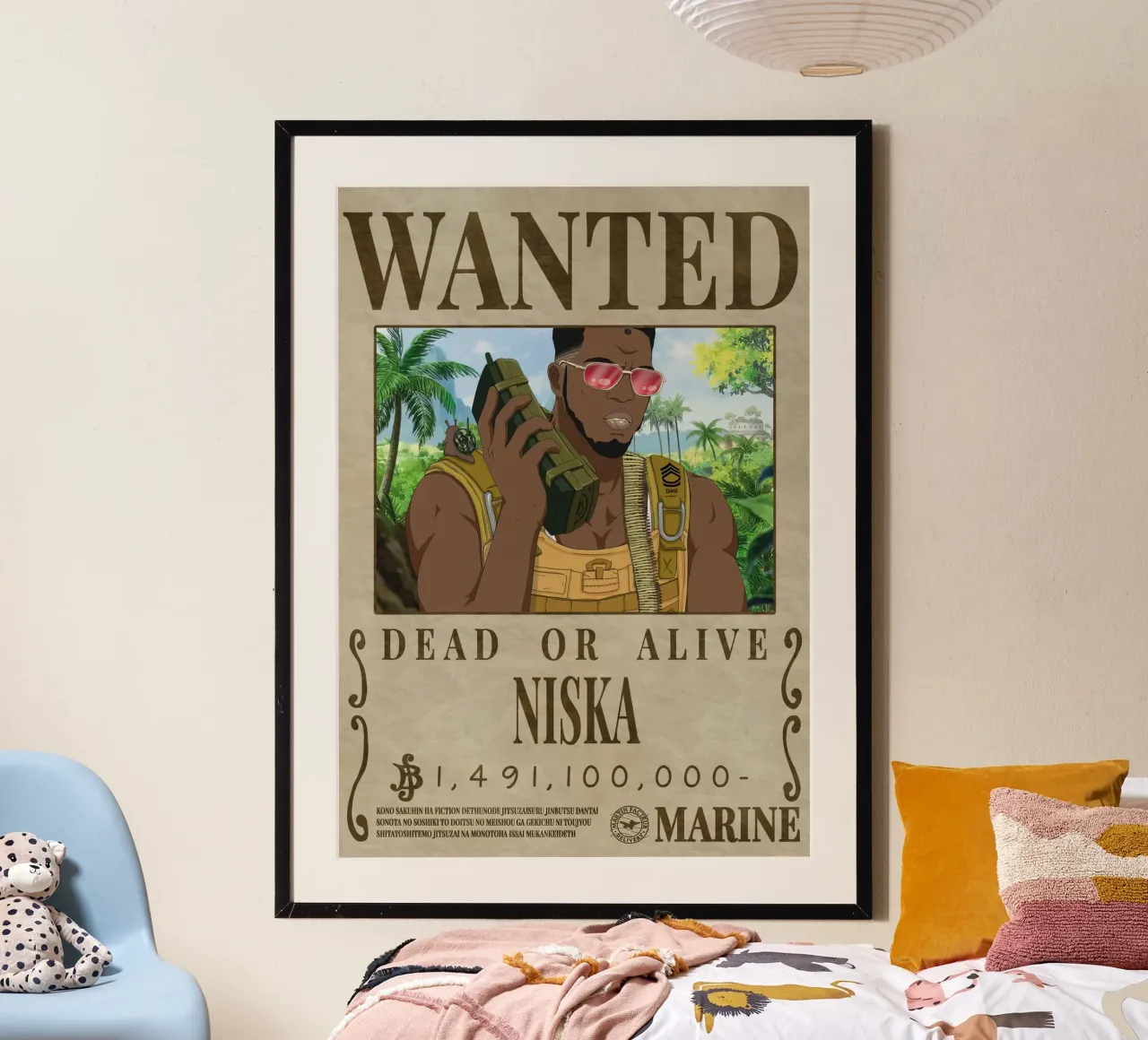 Cercasi Niska poster con telaio in legno da Collins Shop