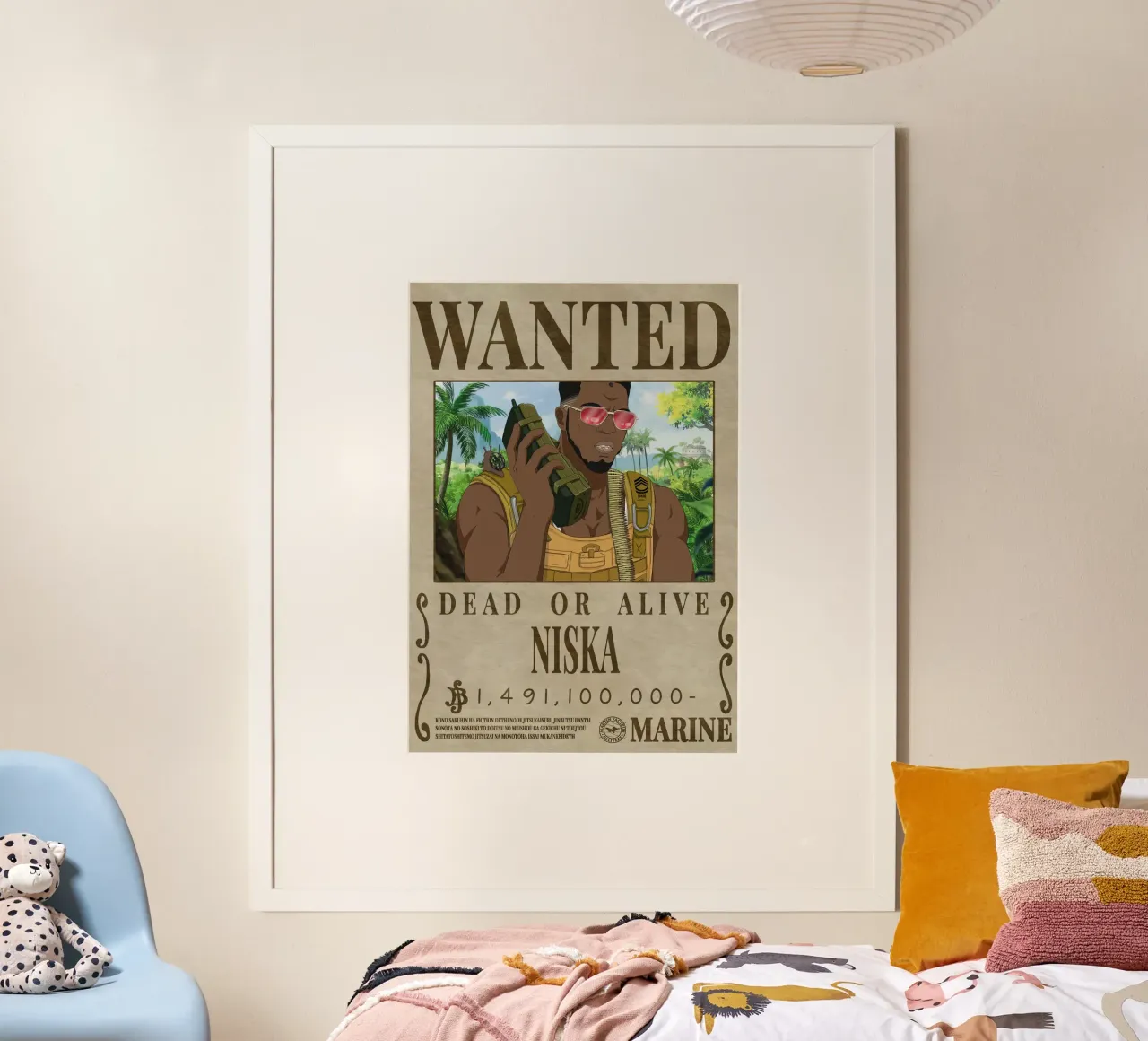 Cercasi Niska poster con telaio in legno da Collins Shop