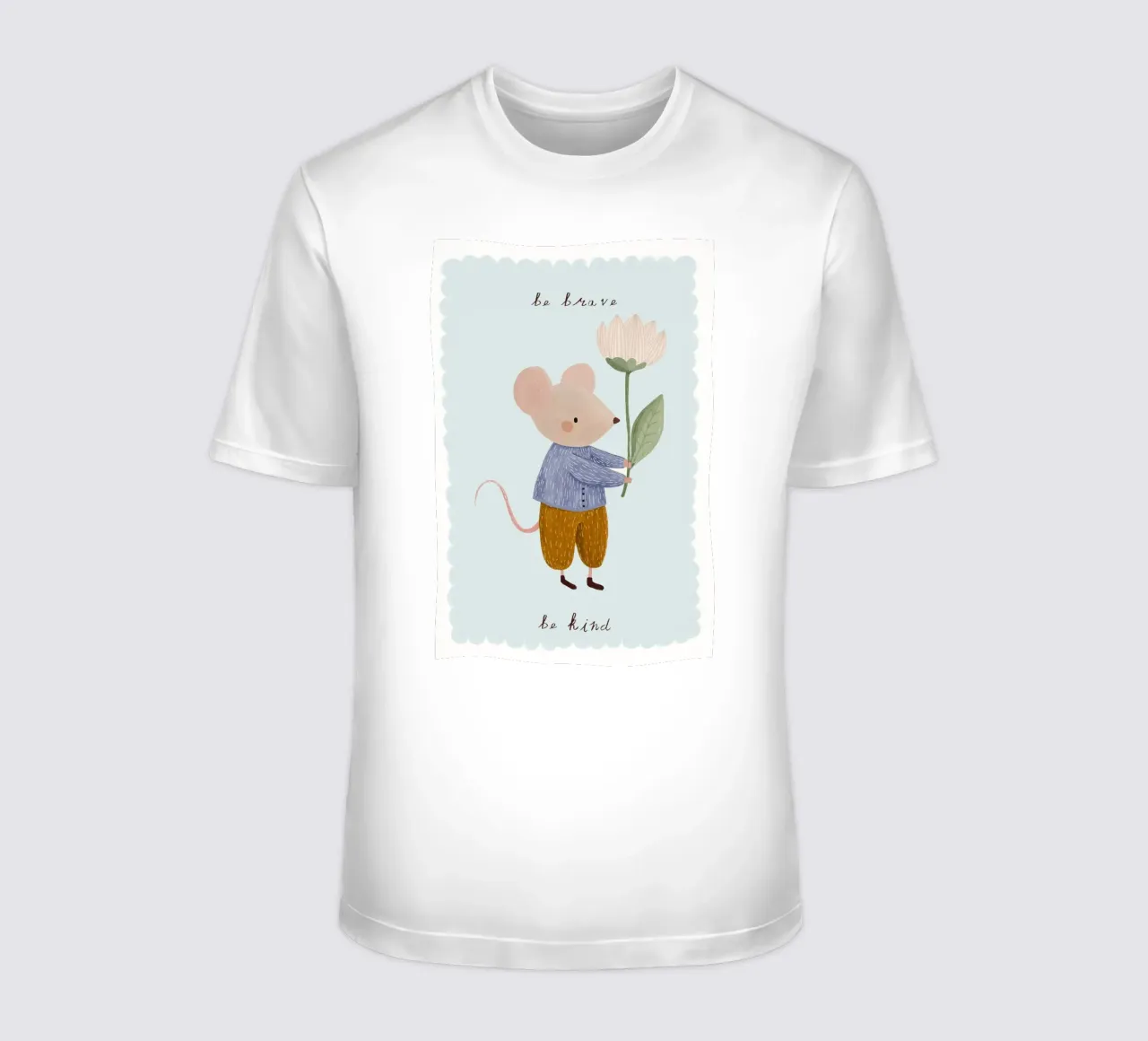Be Brave, Be Kind, Little Mouse Print (Soyez courageux, soyez gentils, petite souris) t-shirt de Little Lola