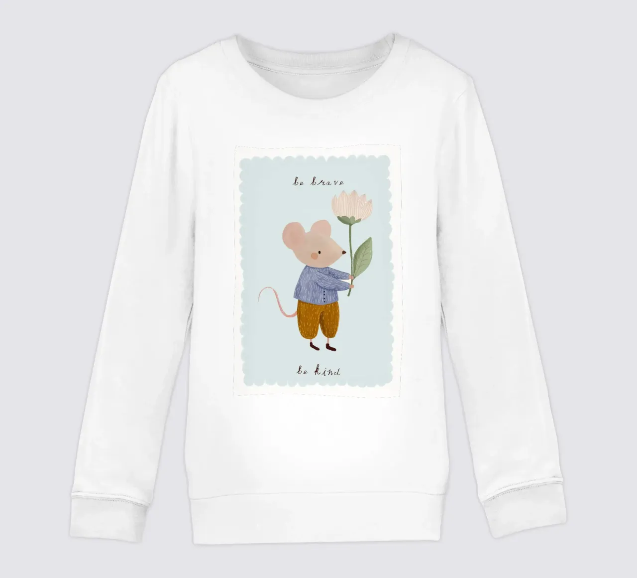 Be Brave, Be Kind, Little Mouse Print (Soyez courageux, soyez gentils, petite souris) sweat enfant de Little Lola