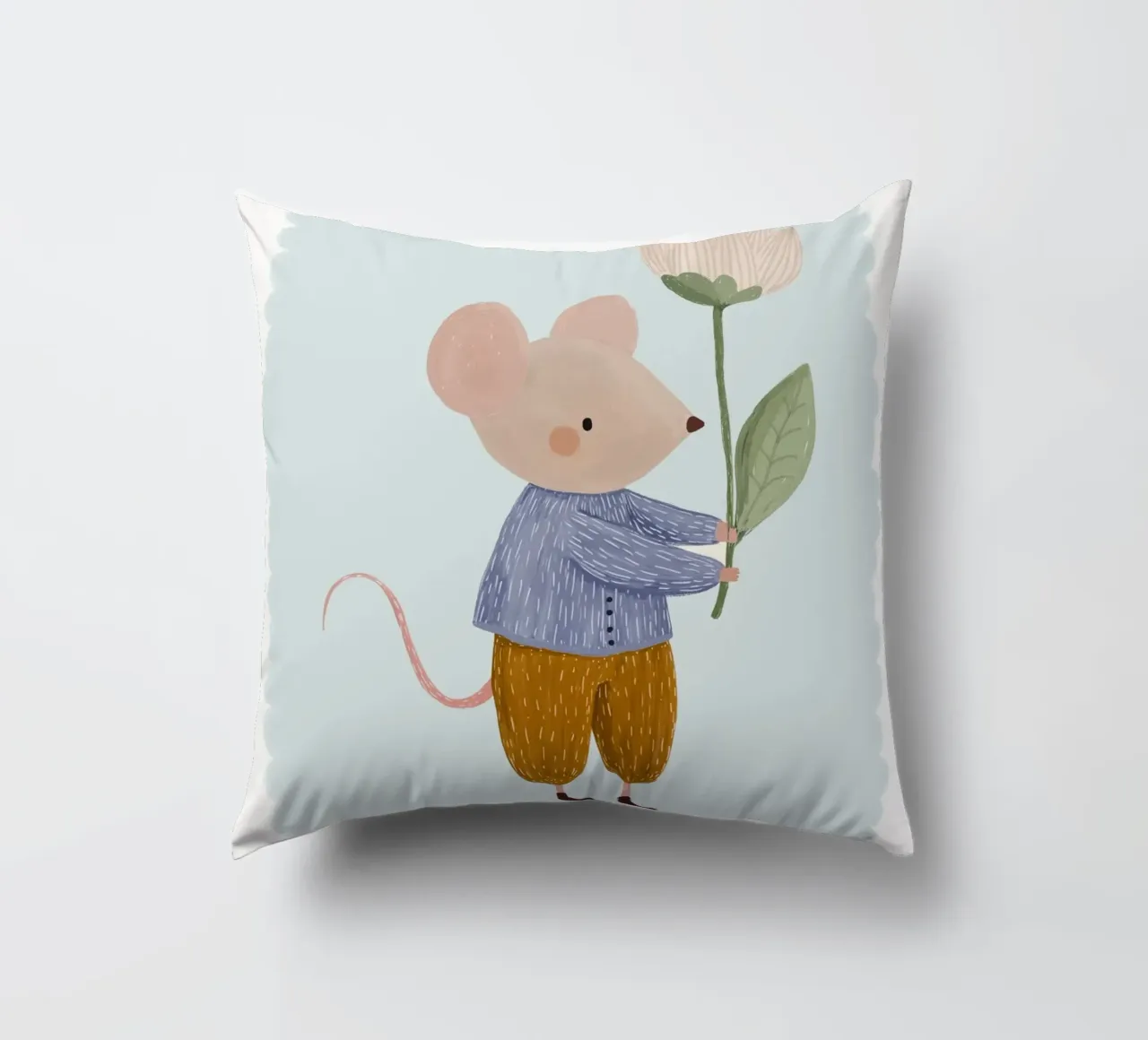 Be Brave, Be Kind, Little Mouse Print (Soyez courageux, soyez gentils, petite souris) coussin de Little Lola