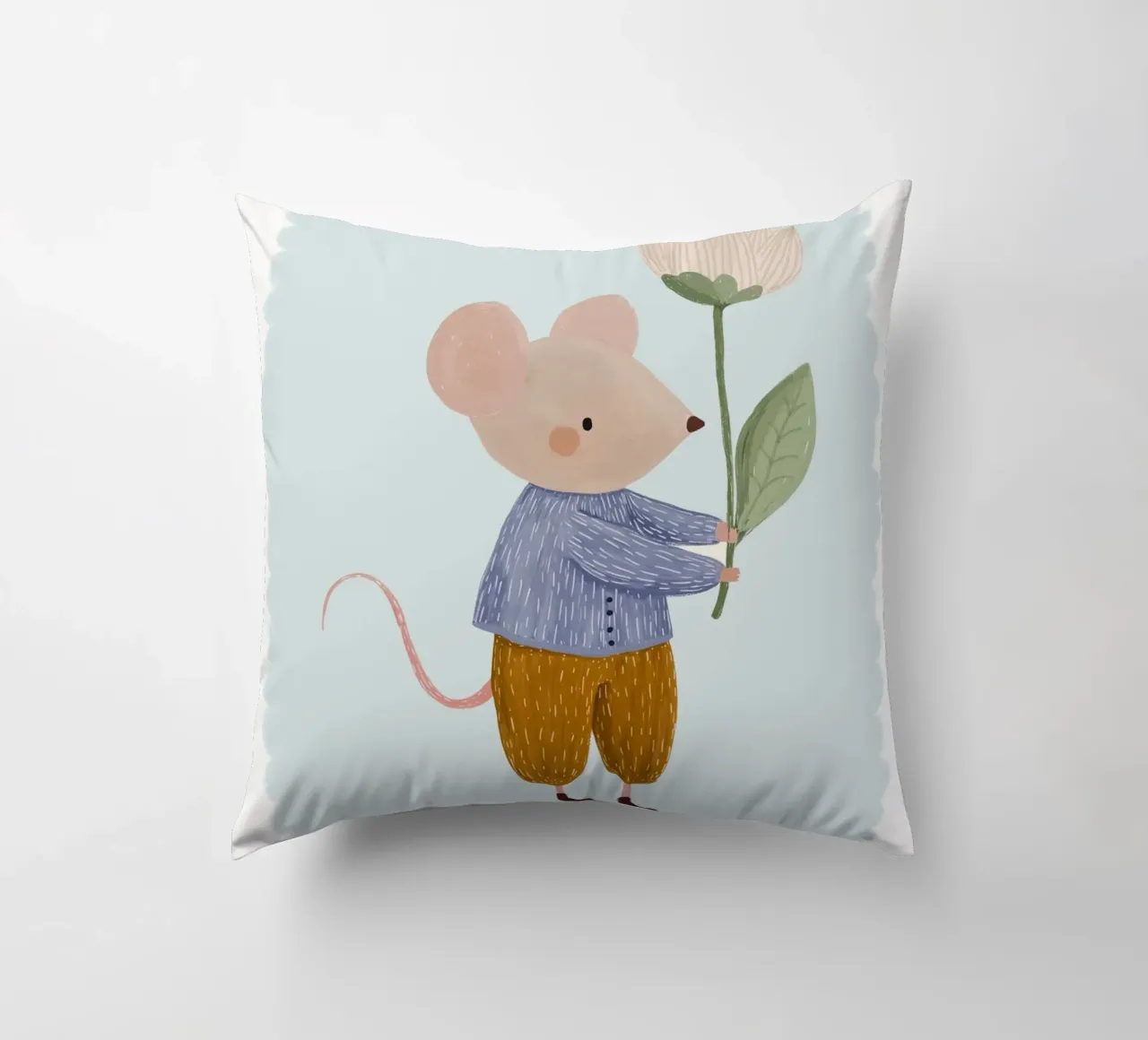 Be Brave, Be Kind, Little Mouse Print (Soyez courageux, soyez gentils, petite souris) coussin de Little Lola