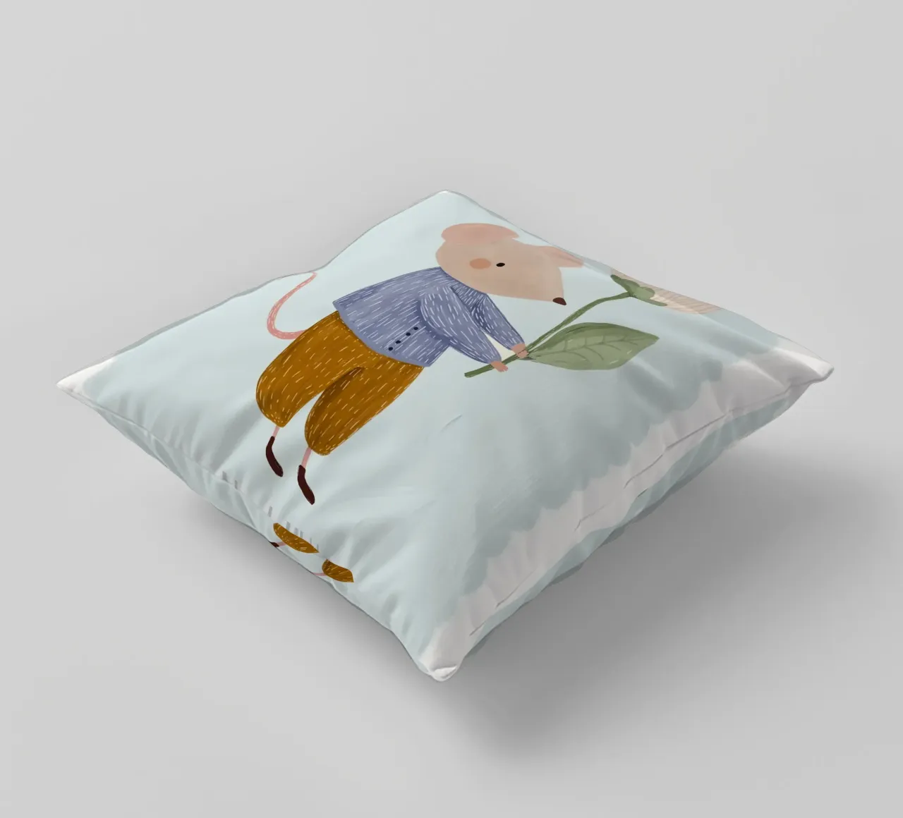 Be Brave, Be Kind, Little Mouse Print (Soyez courageux, soyez gentils, petite souris) coussin de Little Lola