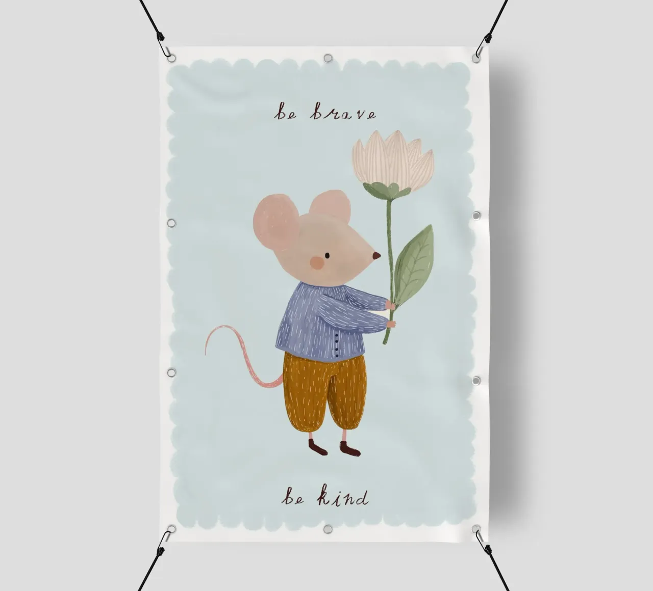Be Brave, Be Kind, Little Mouse Print (Soyez courageux, soyez gentils, petite souris) bâche pvc de Little Lola