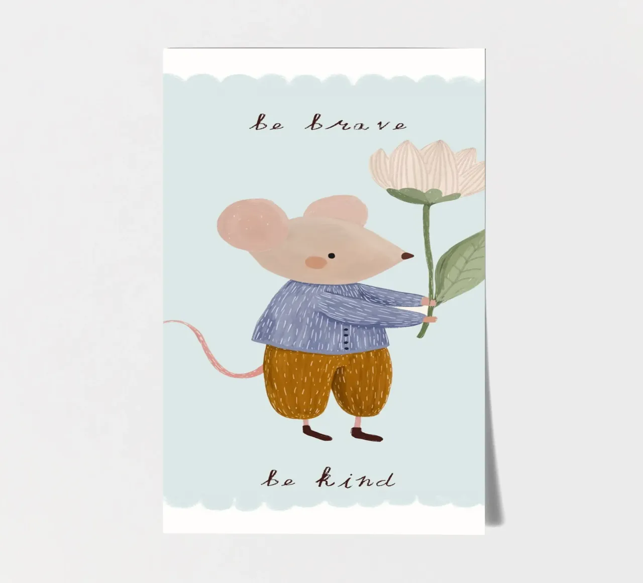 Be Brave, Be Kind, Little Mouse Print (Soyez courageux, soyez gentils, petite souris) planche autocollant de Little Lola