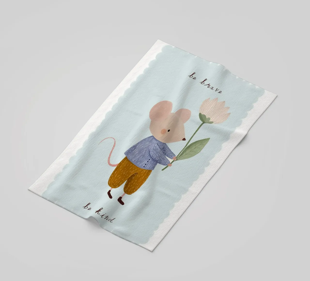 Be Brave, Be Kind, Little Mouse Print (Soyez courageux, soyez gentils, petite souris) serviette de plage de Little Lola