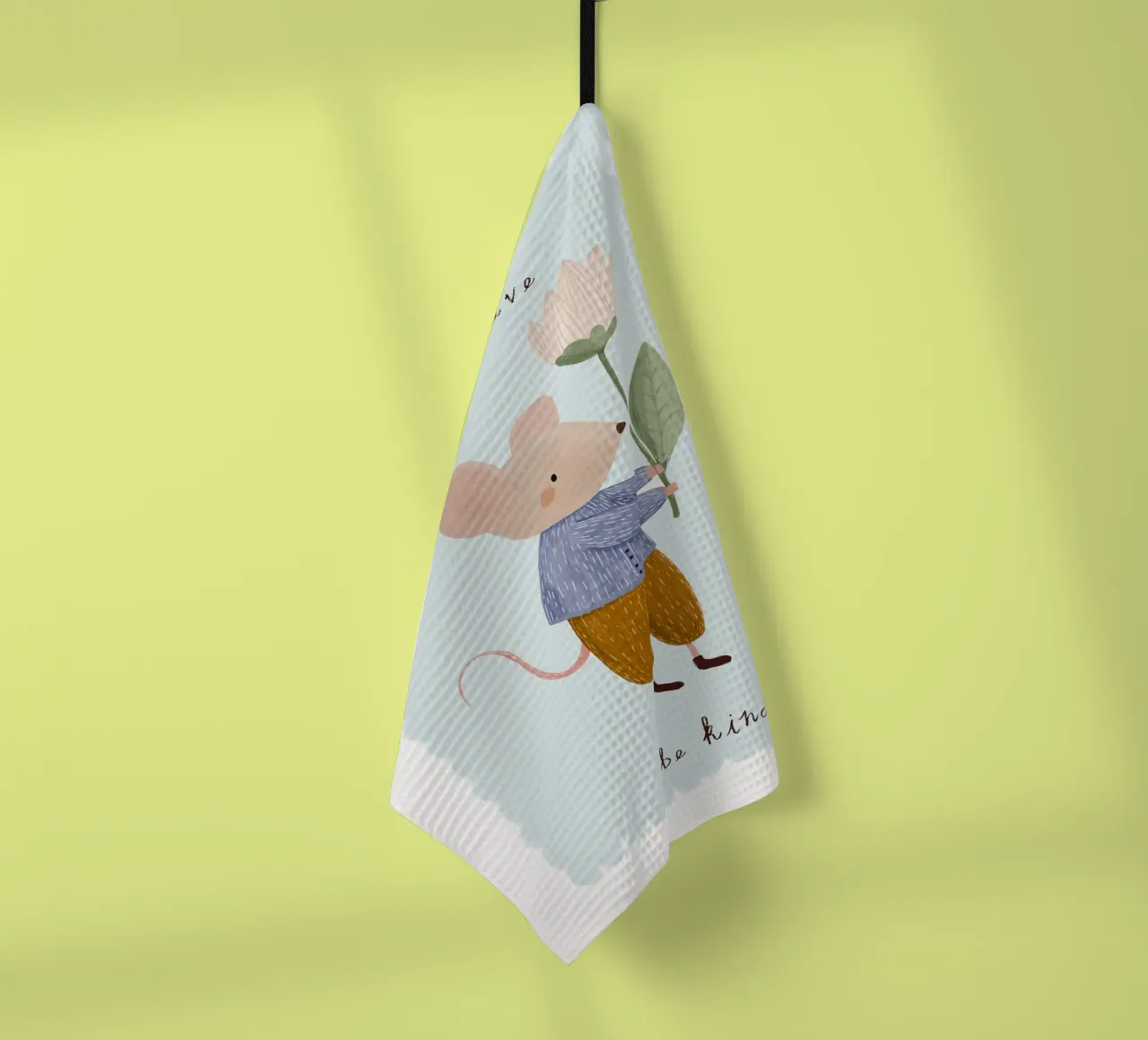 Be Brave, Be Kind, Little Mouse Print (Soyez courageux, soyez gentils, petite souris) torchon de Little Lola