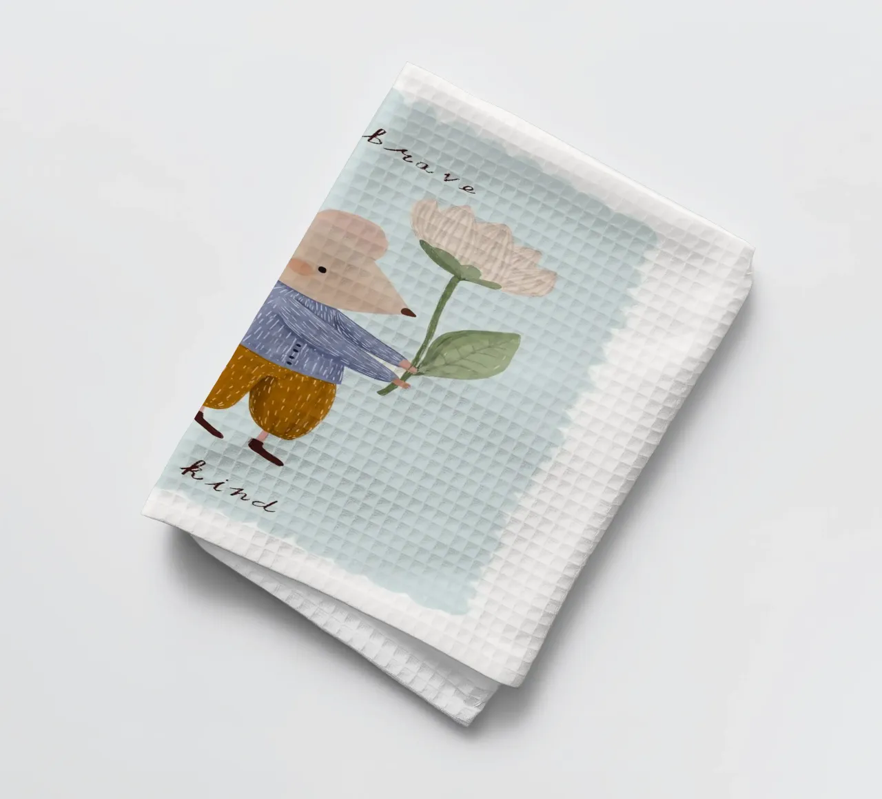 Be Brave, Be Kind, Little Mouse Print (Soyez courageux, soyez gentils, petite souris) torchon de Little Lola