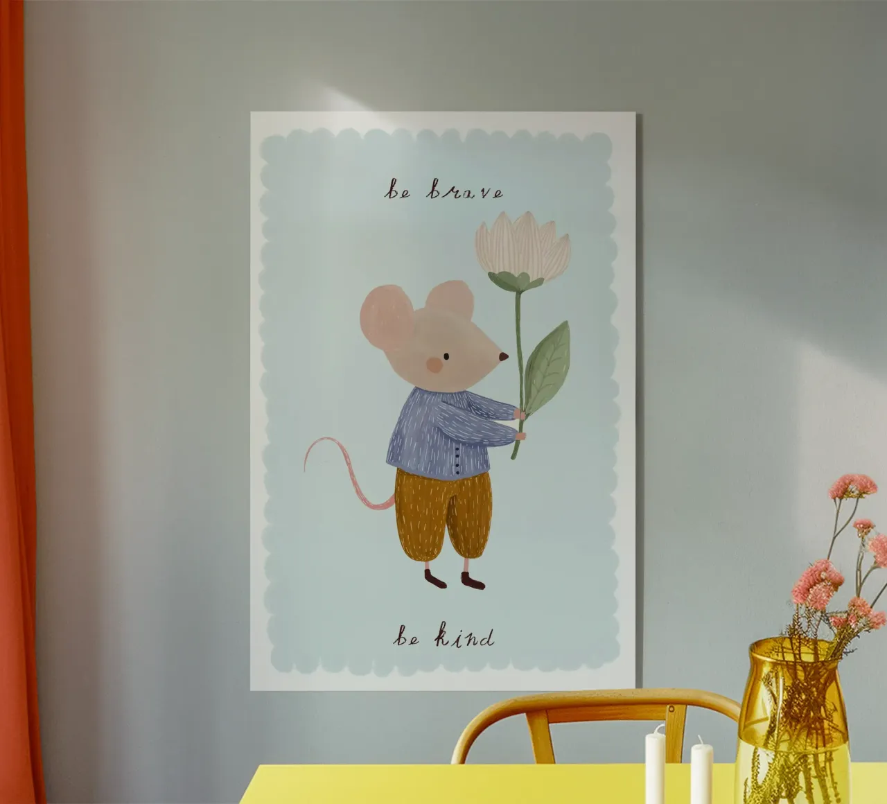 Be Brave, Be Kind, Little Mouse Print (en inglés) metacrilato de Little Lola