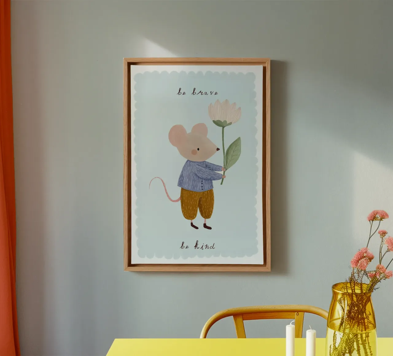 Wees dapper, wees aardig, kleine muis Print canvas van Little Lola