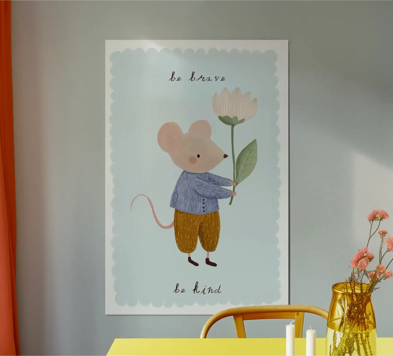 Be Brave, Be Kind, Little Mouse Print (Soyez courageux, soyez gentils, petite souris) hahnemühle de Little Lola
