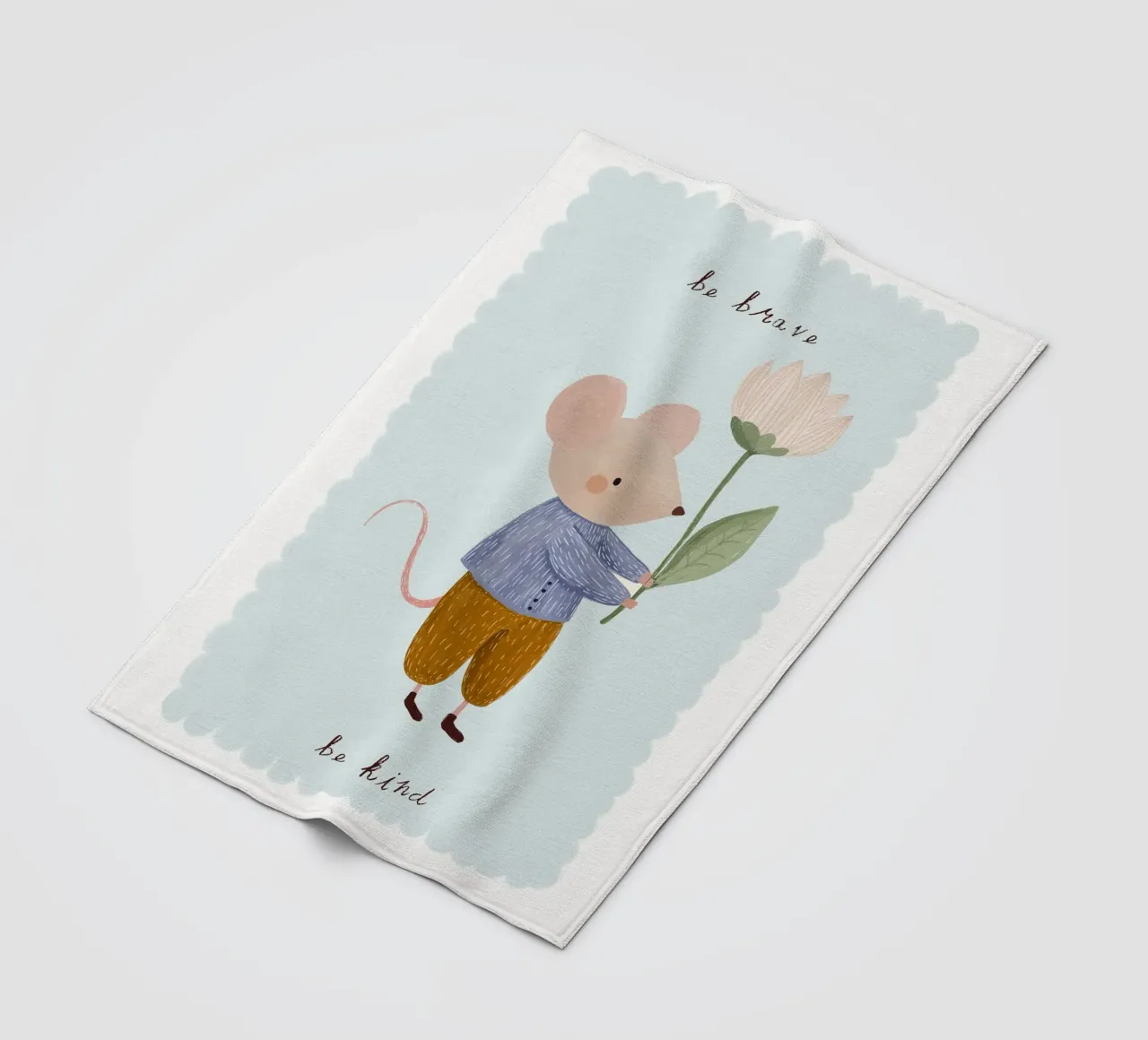 Wees dapper, wees aardig, kleine muis Print fleecedeken van Little Lola
