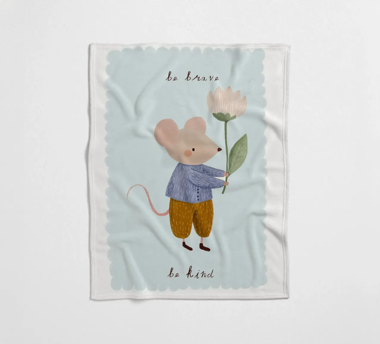 Wees dapper, wees aardig, kleine muis Print fleecedeken van Little Lola