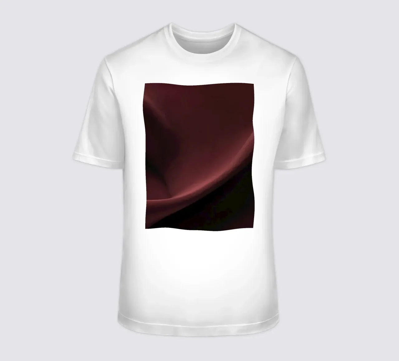 Elegant abstract background featuring smooth, flowing maroon t-shirt by DesignDoodle