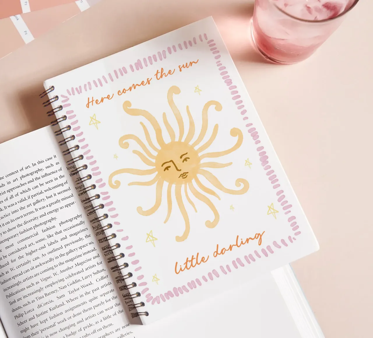 Here Comes the Sun, Boho Print, Whimsical Wall Art spiral notebook by SunshinePrints
