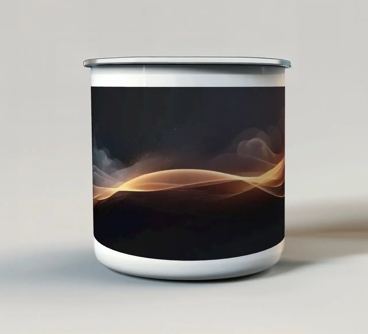 Elegant abstract waves with soft gradients art enamel mug by DesignDoodle