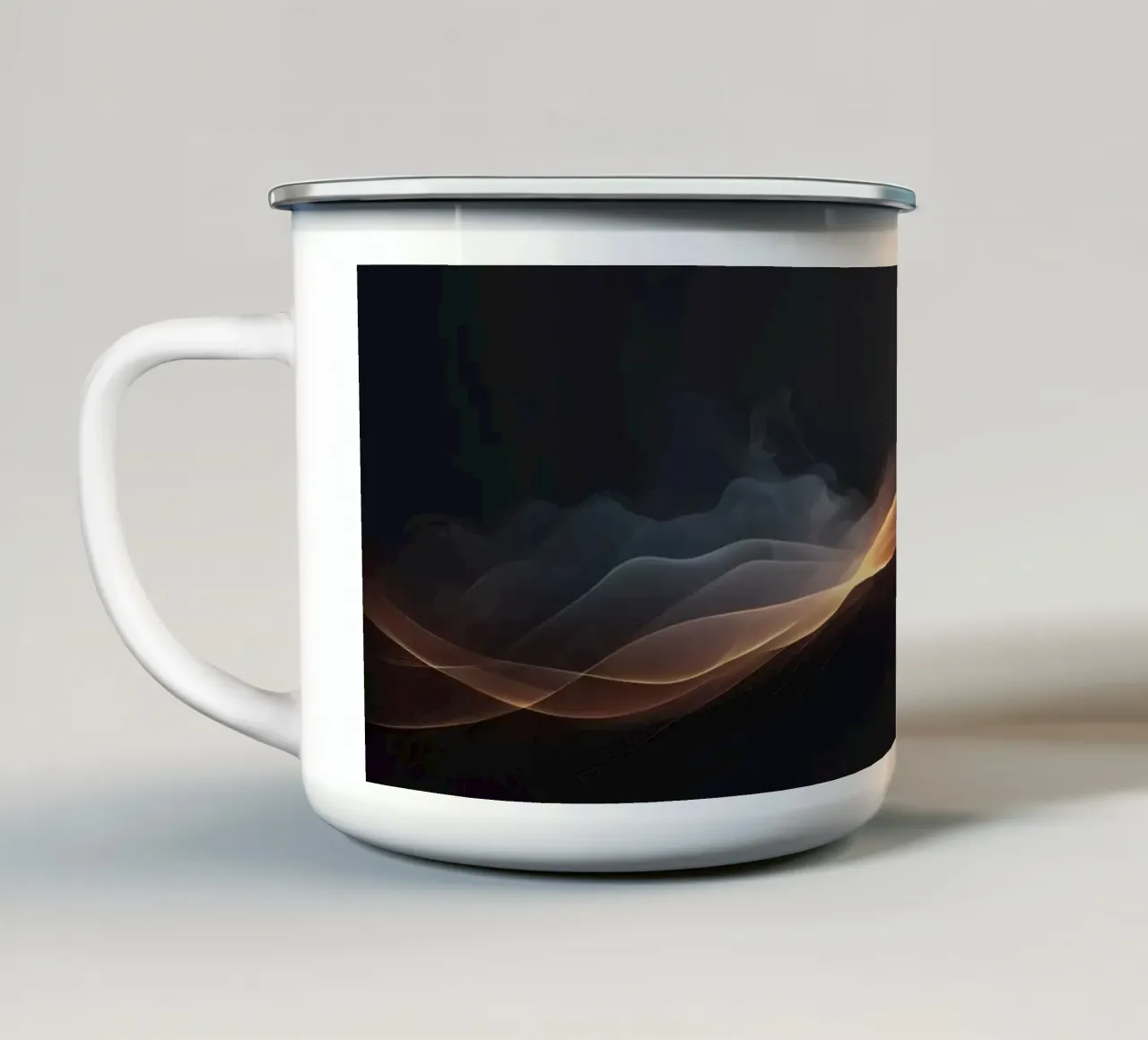 Elegant abstract waves with soft gradients art enamel mug by DesignDoodle
