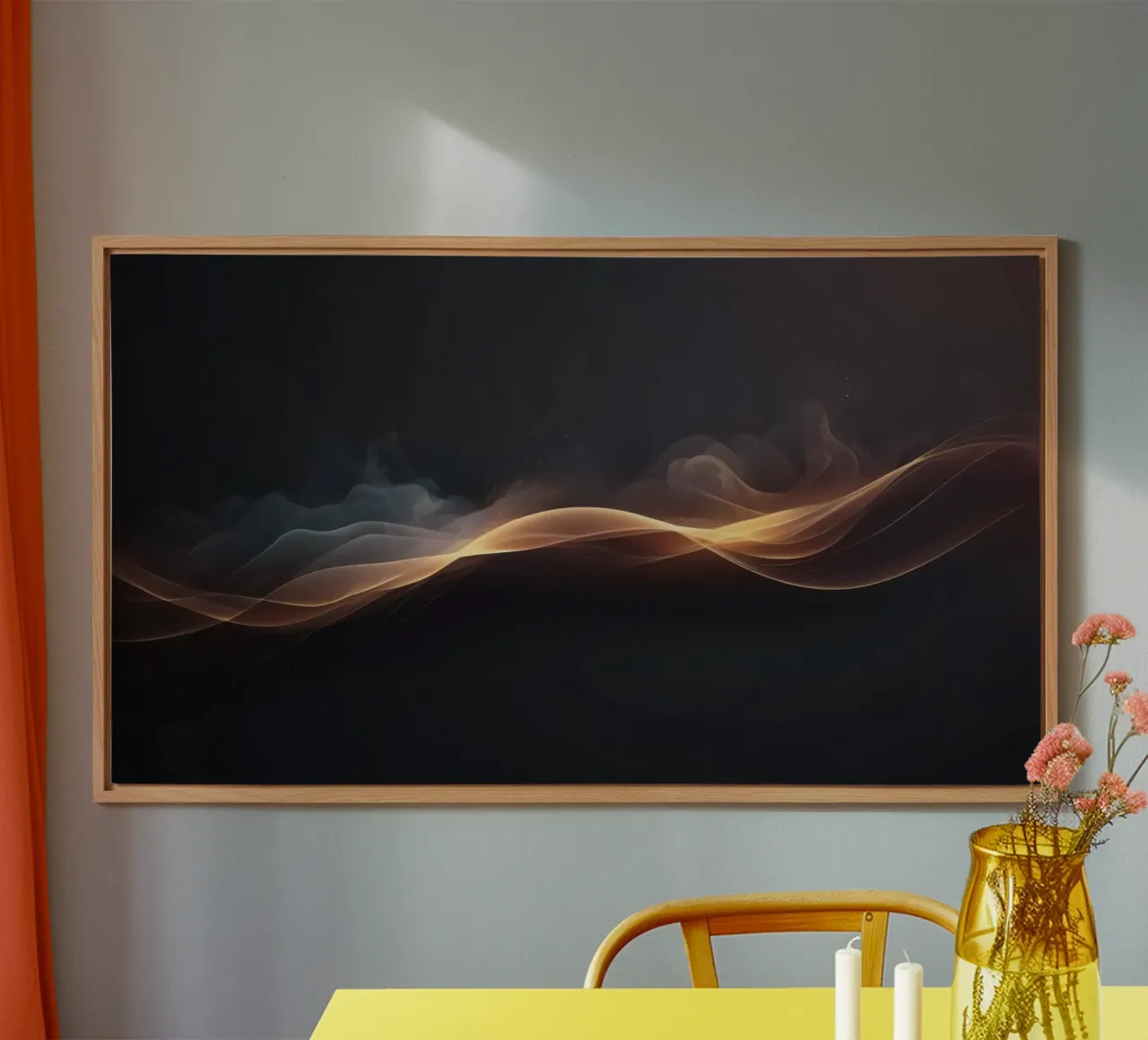Elegant abstract waves with soft gradients art alu-dibond by DesignDoodle