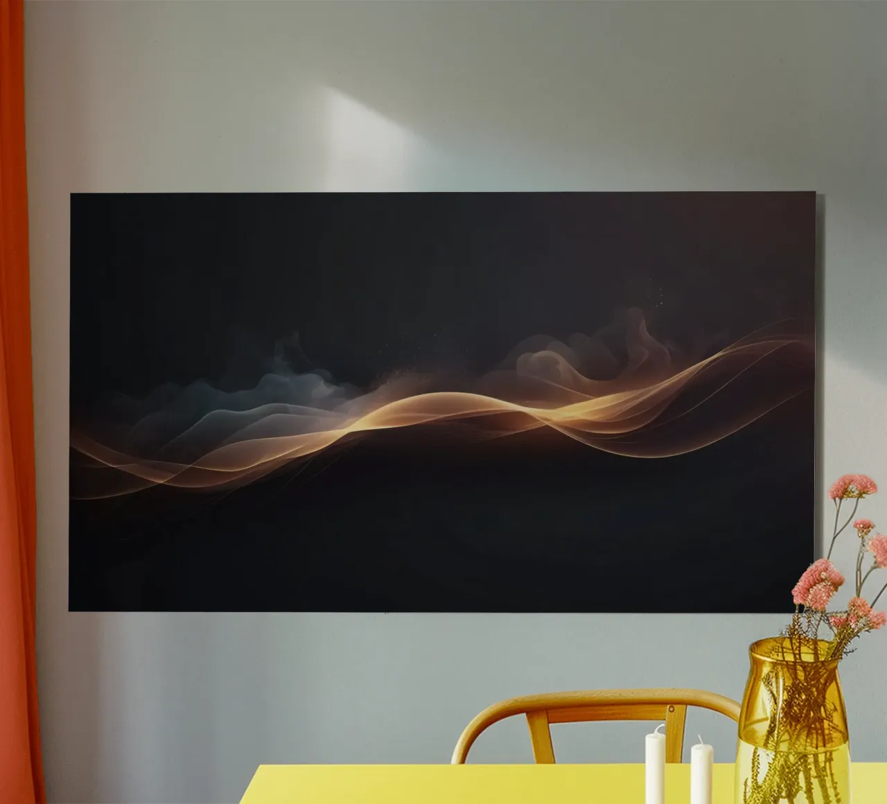 Elegant abstract waves with soft gradients art alu-dibond by DesignDoodle