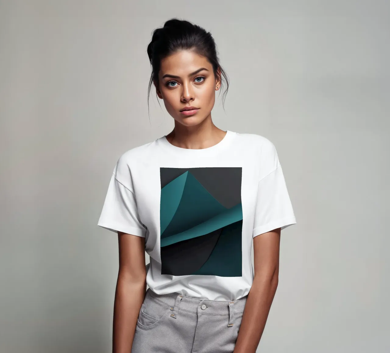 Abstract teal and dark background design for desktop wallpap t-shirt by DesignDoodle