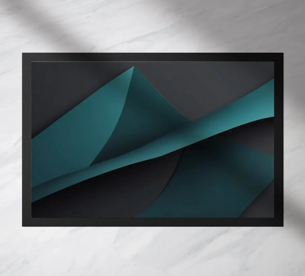 Abstract teal and dark background design for desktop wallpap doormat by DesignDoodle
