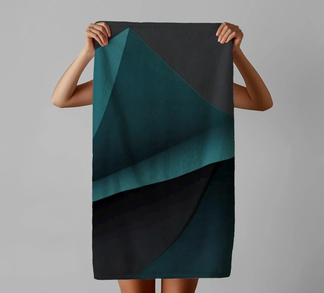 Abstract teal and dark background design for desktop wallpap towel by DesignDoodle