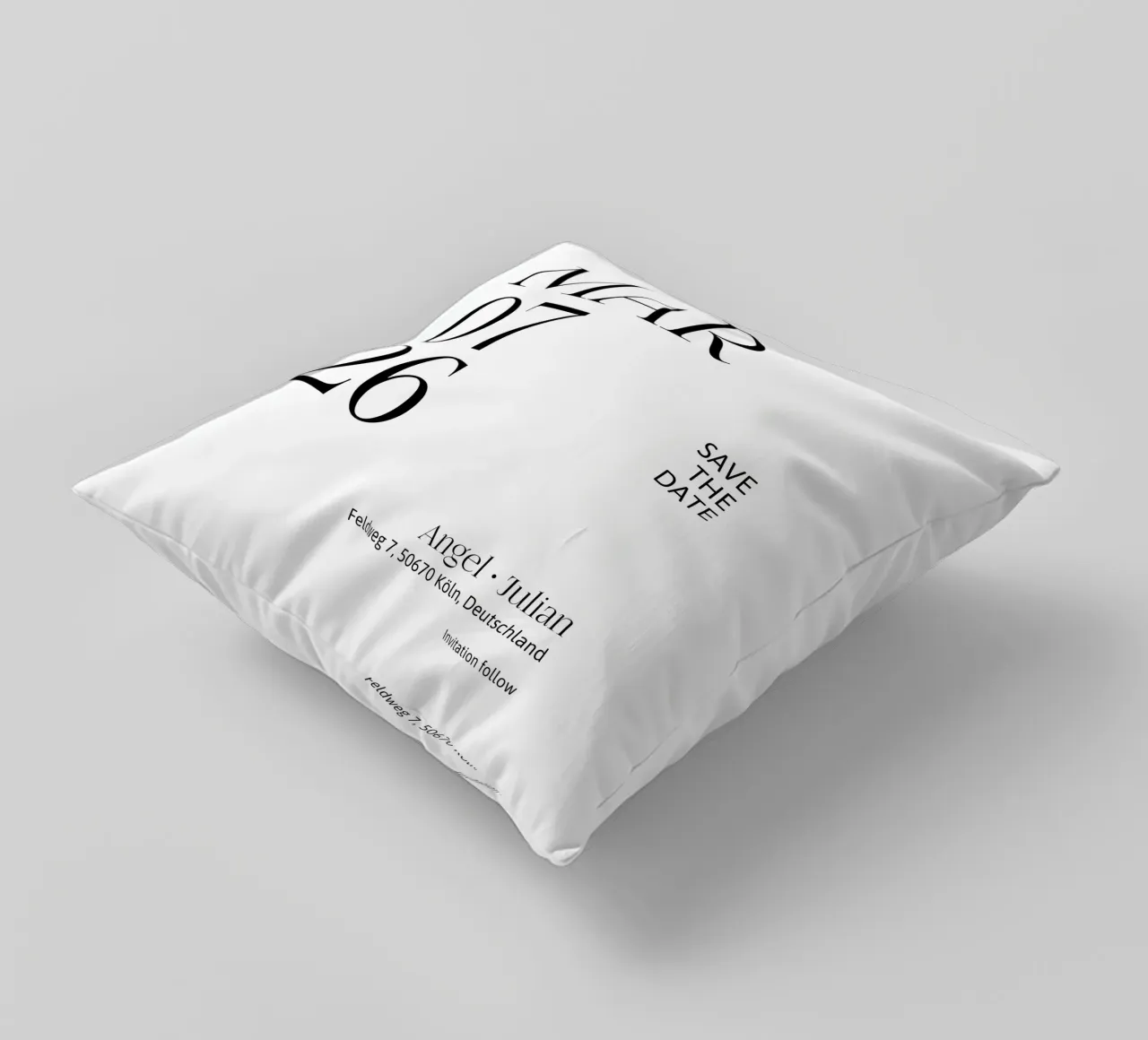 Invitation Personalization decorative cushion by YV TYPOGRAPHY