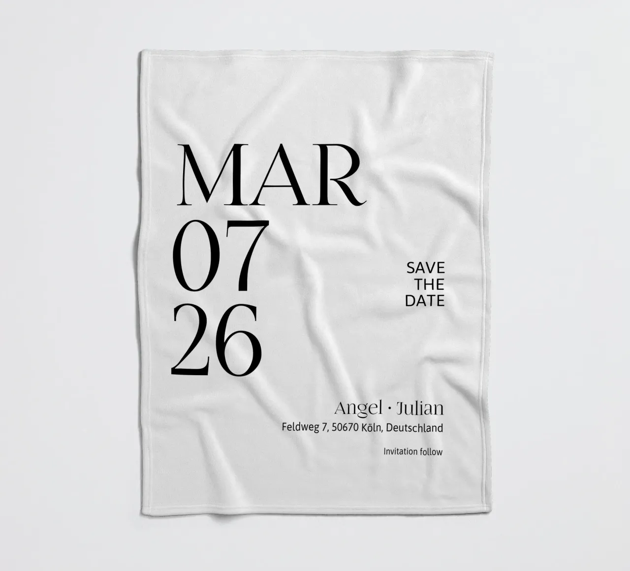 Invitation Personalization fleece blanket by YV TYPOGRAPHY