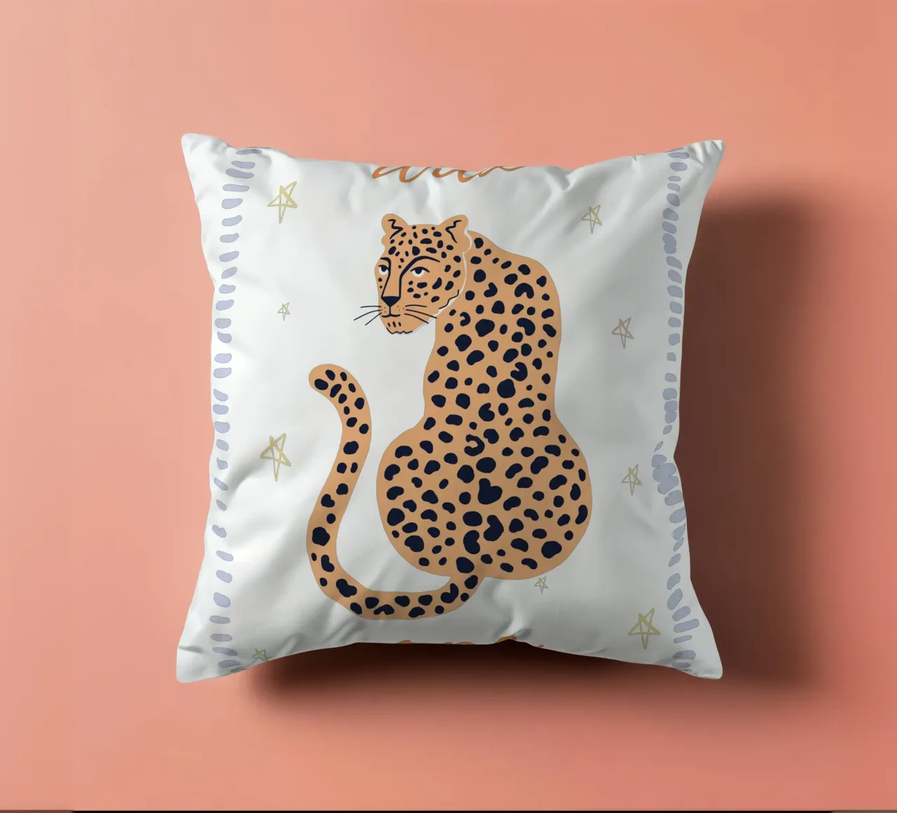 Wild One, Cheetah Boho print, Whimsical Nursery Wall Art decorative cushion by SunshinePrints