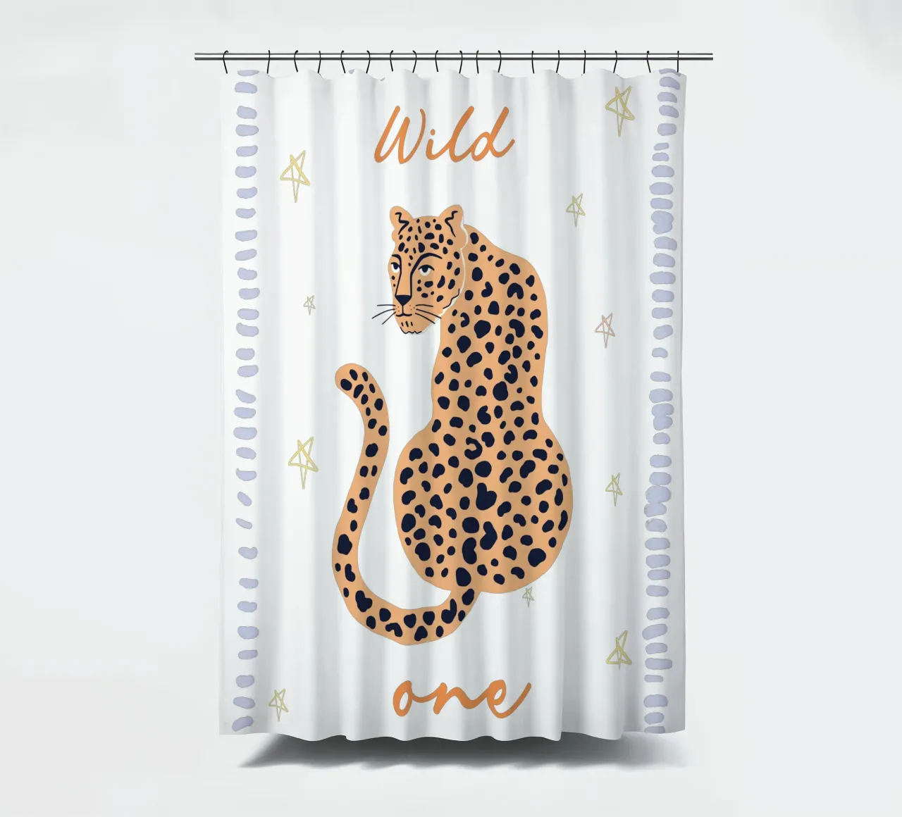 Wild One, Cheetah Boho print, Whimsical Nursery Wall Art shower curtain by SunshinePrints