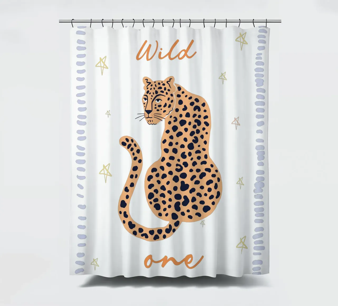 Wild One, Cheetah Boho print, Whimsical Nursery Wall Art shower curtain by SunshinePrints