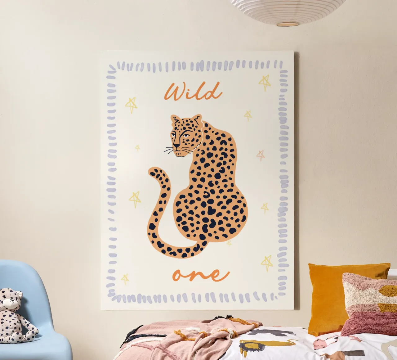Wild One, Cheetah Boho print, Whimsical Nursery Wall Art canvas by SunshinePrints
