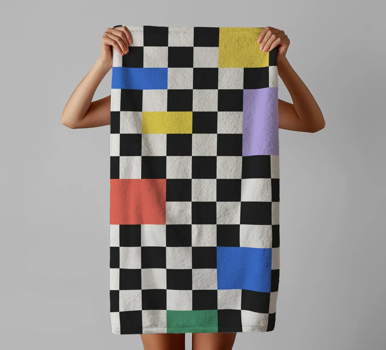 Bauhaus Checkerboard Pattern towel by Paigaam Studio