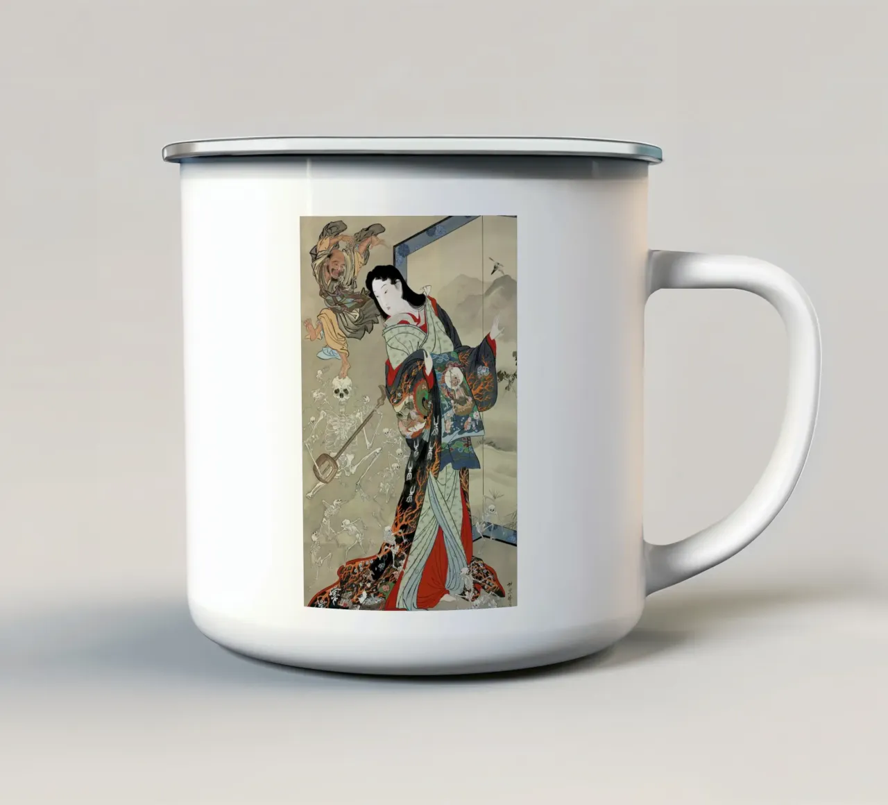Kyosai - Jigoku Dayu (Hell Courtesan) tazza in smalto da ARTOTHEK