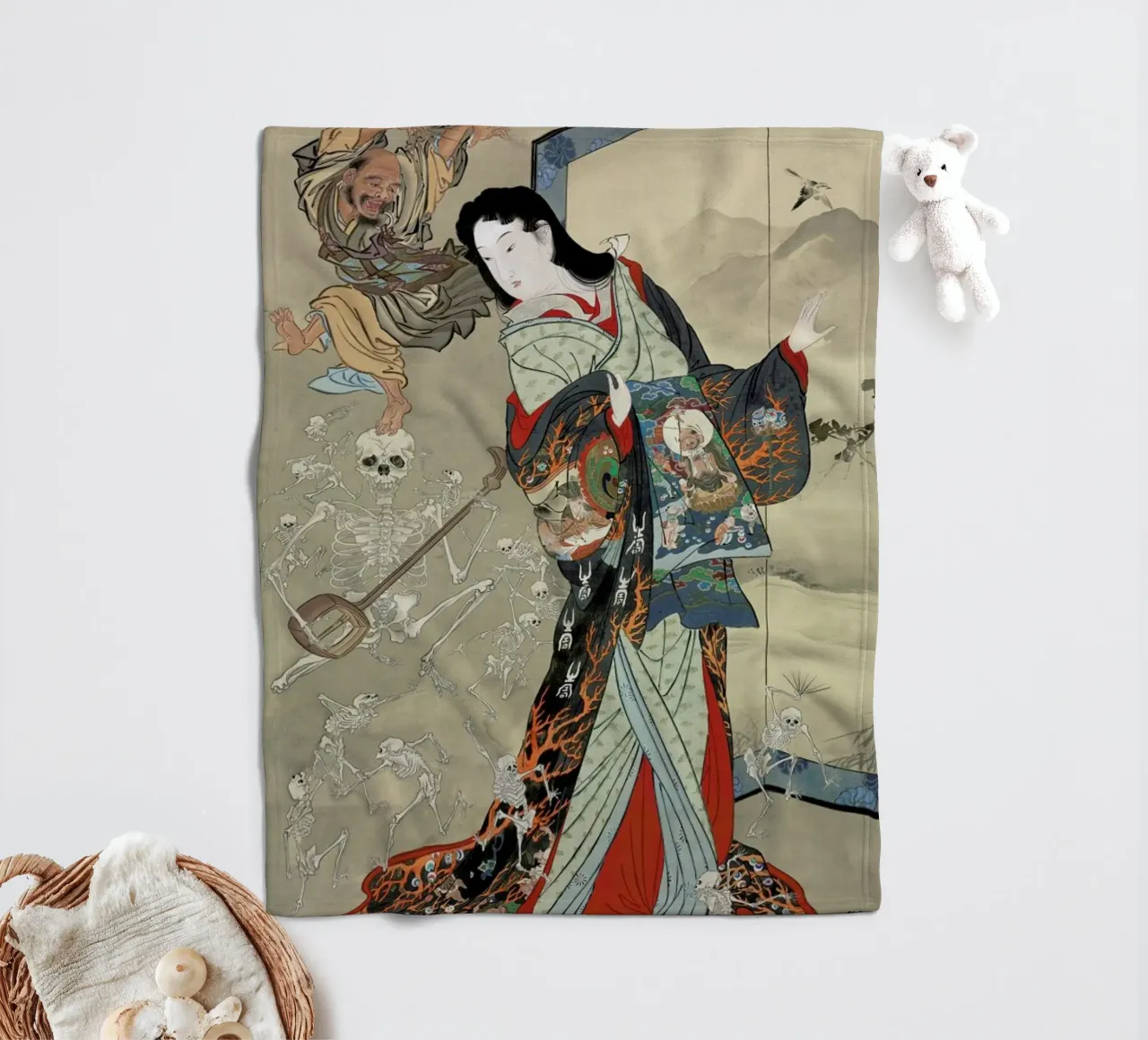 Kyosai - Jigoku Dayu (Hell Courtesan) Fleecedecke von ARTOTHEK