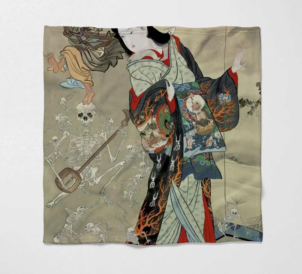 Kyosai - Jigoku Dayu (Hell Courtesan) Fleecedecke von ARTOTHEK
