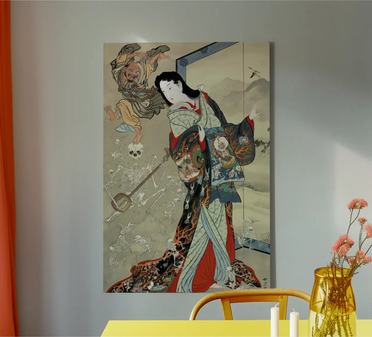 Kyosai - Jigoku Dayu (Hell Courtesan) tela con Cornice a cassetta da ARTOTHEK