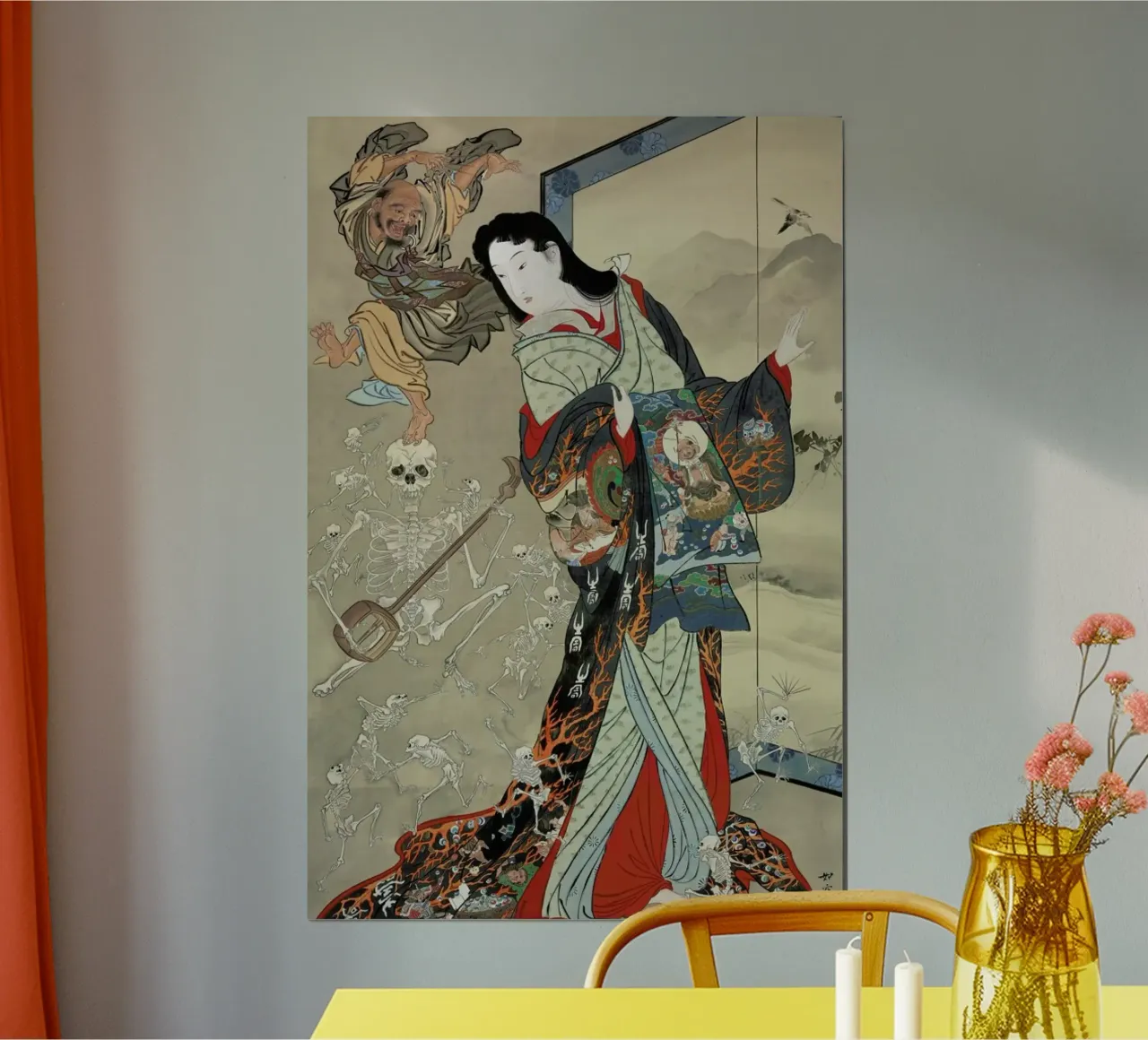 Kyosai - Jigoku Dayu (Hell Courtesan) poster con telaio in alluminio da ARTOTHEK