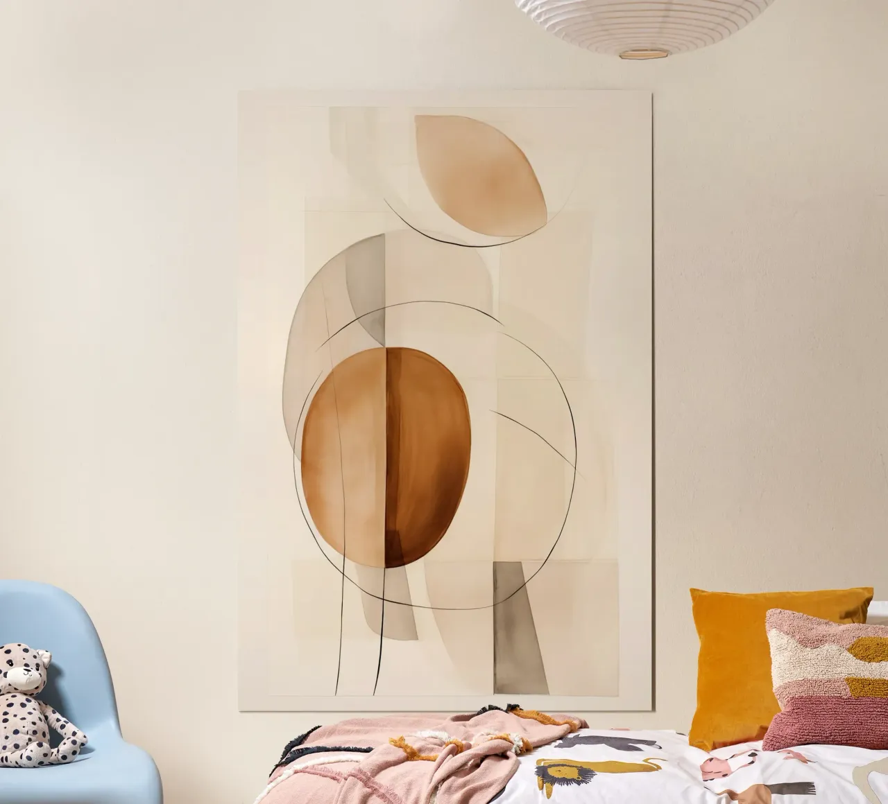 Abstract shapes in brown tones poster with plastic frame by Imagine
