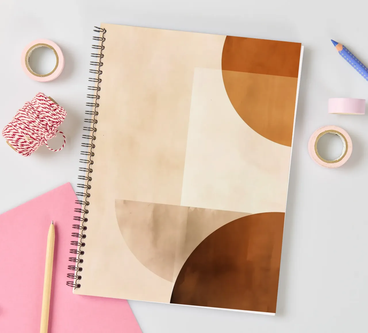 Abstract shapes in brown tones spiral notebook by Imagine