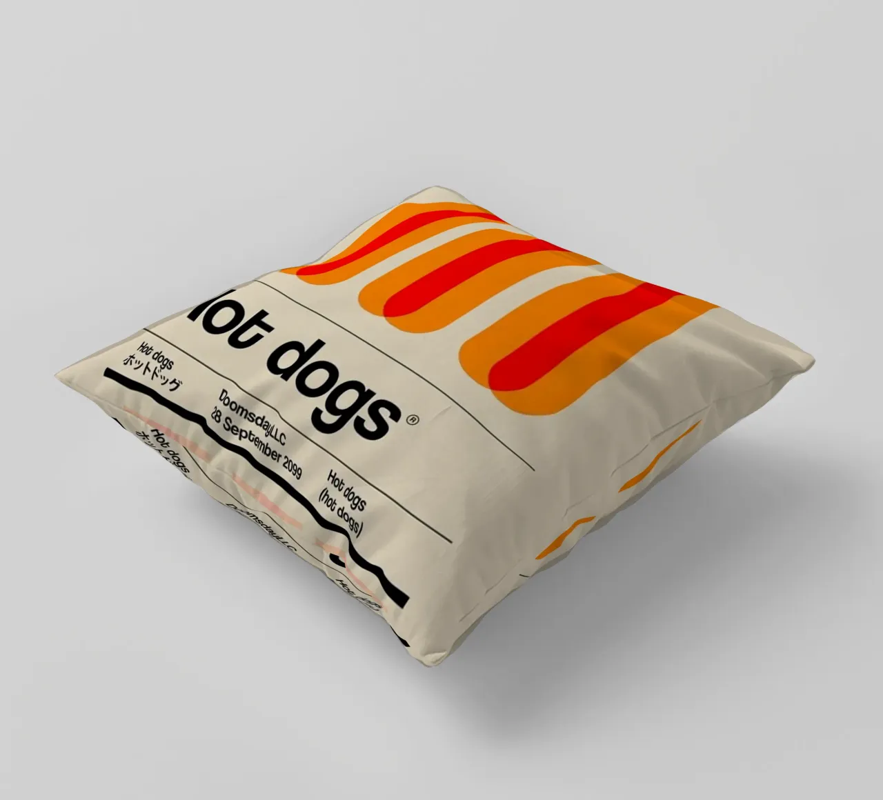 Minimalist Hot Dogs decorative cushion by Piere art Shops