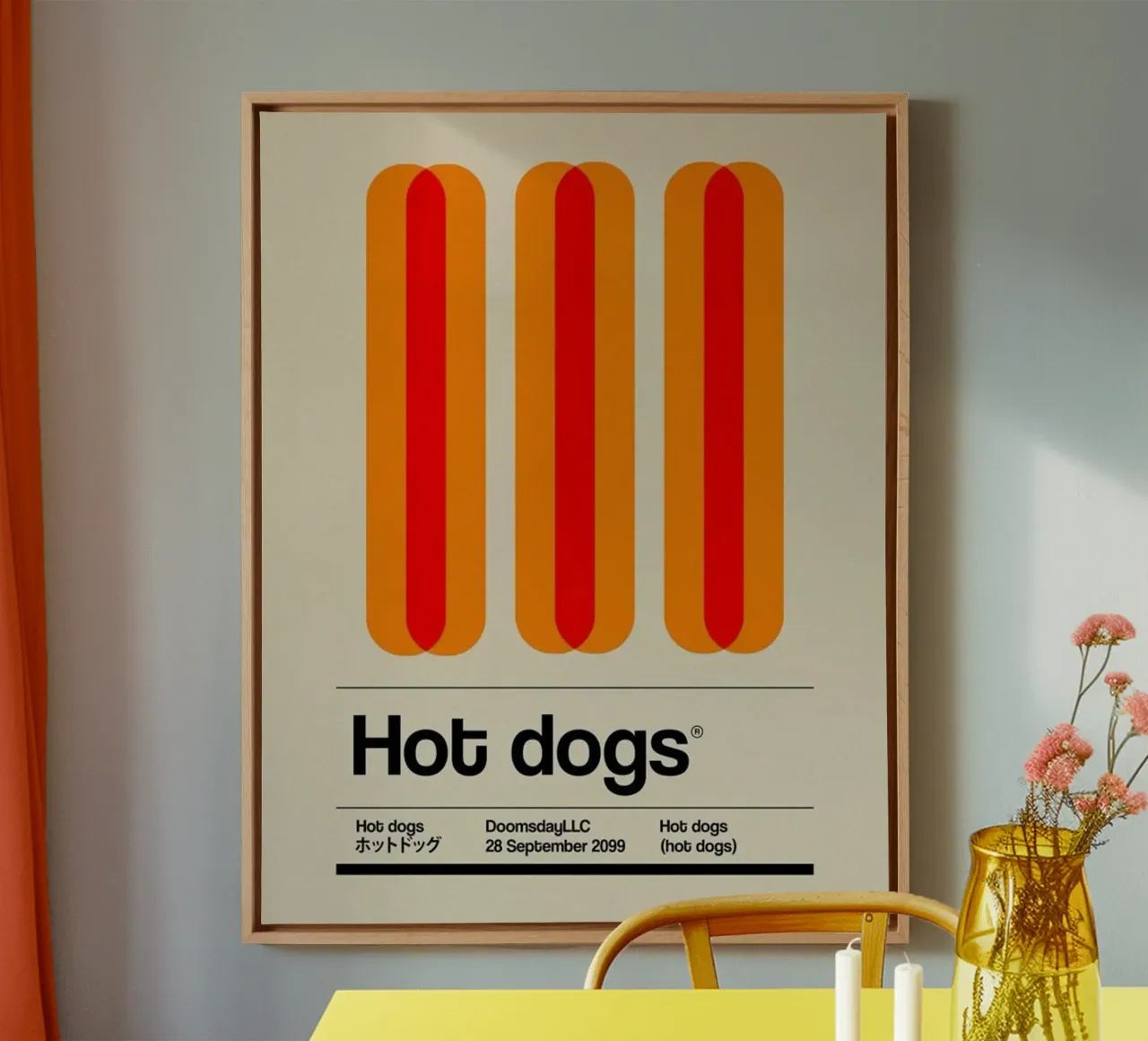 Hot dog minimalisti tela con Cornice a cassetta da Piere art Shops