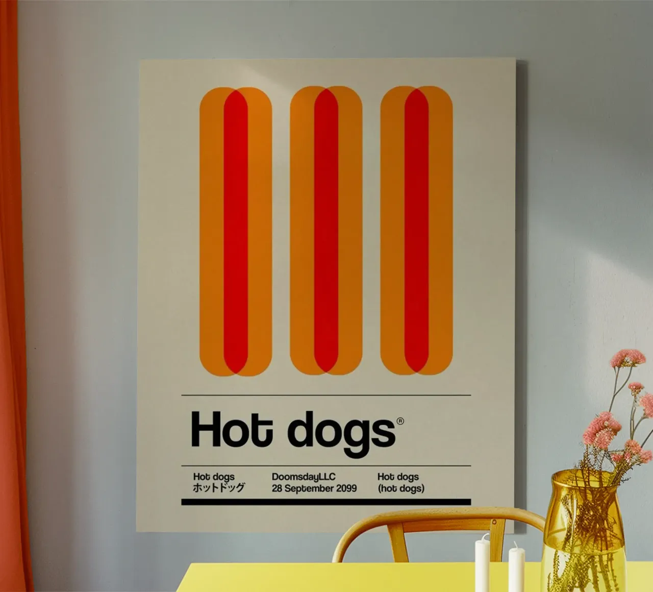 Hot dog minimalisti tela con Cornice a cassetta da Piere art Shops